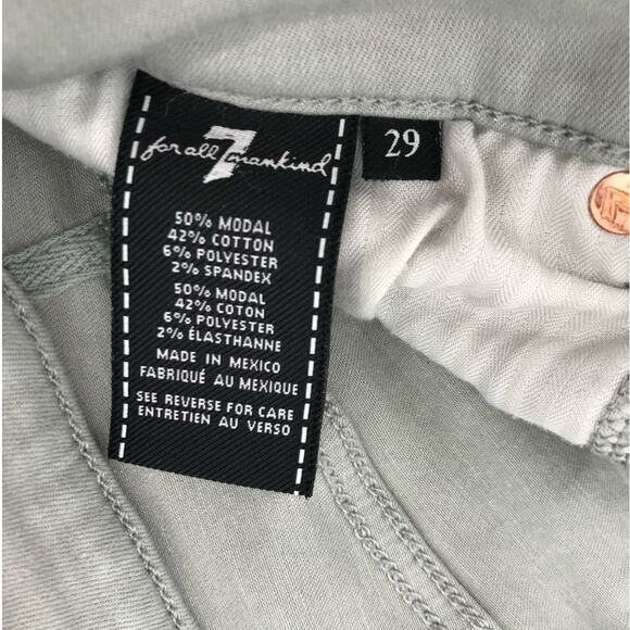 7 For All Mankind Light Green Frayed Hem Skinny Jeans Size 29 - Picture 4 of 7